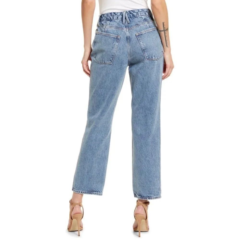 NWT Good American 90’s Duster Straight Leg Jeans in Blue950, Size 4 - Picture 5 of 16
